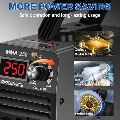 Super Mini Stick Welder Machine,110V 250A ARC Portable MMA Welding Machine for Beginners,Welding Machine with 10pcs Welding Rod Tools,IGBT Inverter Welder,Hot Start Arc Force Anti-stick (Gray)