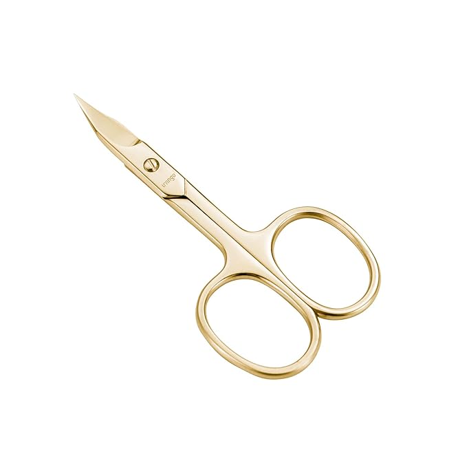 LIVINGO Sharp Curved Nail Cuticle Scissors, Premium Stainless Steel Blade for Manicure Pedicure Fingernail Toenail Beauty Grooming Cutter with Case, 3.5" Gold