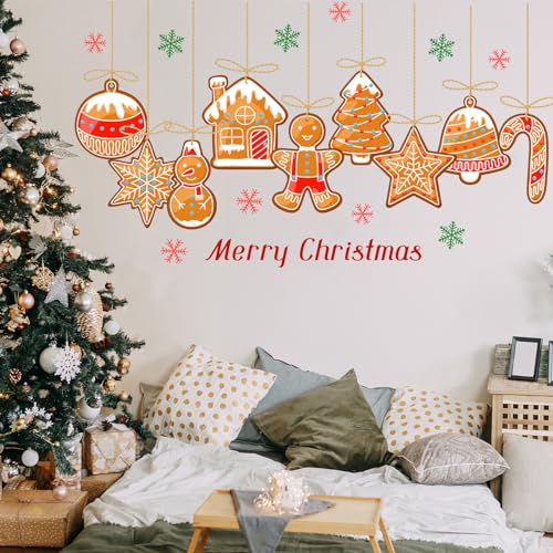 Christmas Wall Decals for Bedroom Hanging Christmas Tree Snowflake Gift Wall Stickers for Living Room Window Decor Removable Art Mural for Kids Baby Gift Nursery Door Decor Supplies (Style2)
