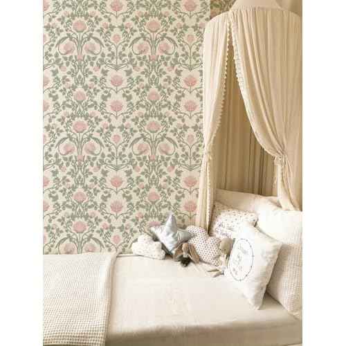 Peel and Stick Wallpaper Pink Floral Damask Wallpaper for Bedroom Decorative Self Adhesive Shelf Drawer Liner