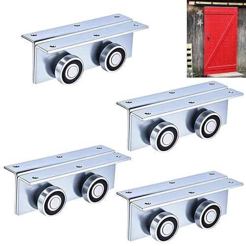 4 Wheel Heavy Duty Trolley Assembly Roller for Barn Doors or Shed Sliding Doors, Compatible with 1-5/8" Wide or All 1-5/8" or Taller Strut Channel (4 Packs)