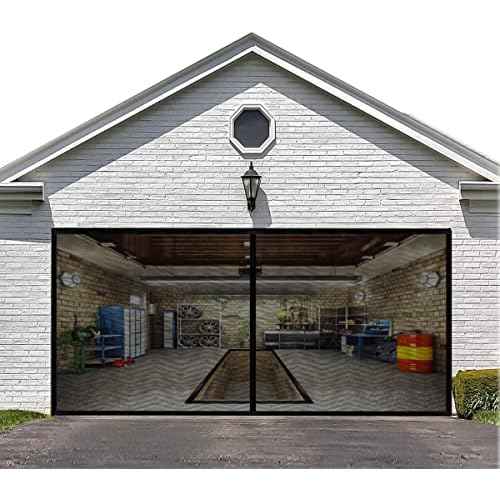 LIAMST Garage Door Screen for 8x8FT, 1 Car Garage Doors- Reinforced Fiberglass Door Screen,Stronger High Energy Magnets £¬ Magnetic Screen Door