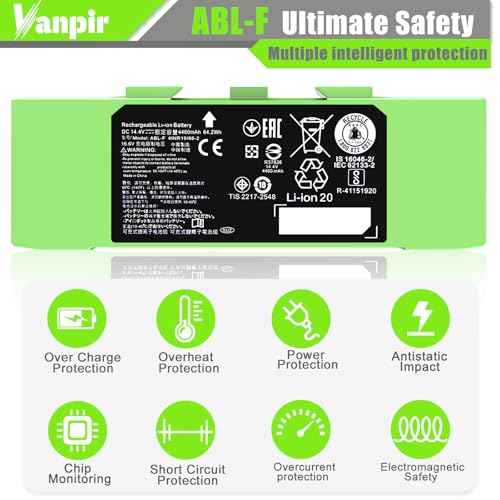 ABL-F Battery for iRobot Roomba e and i Series, i7 i7+ j7 j7+ 7150 7550 e5 e6 e5150 e6198 i3 3150 i3+ 3550 i4 4150 i4+ 4552 i6 i8 i8+, Replacement Lithium Ion Battery 14.4V 4460mAh/62.4Wh