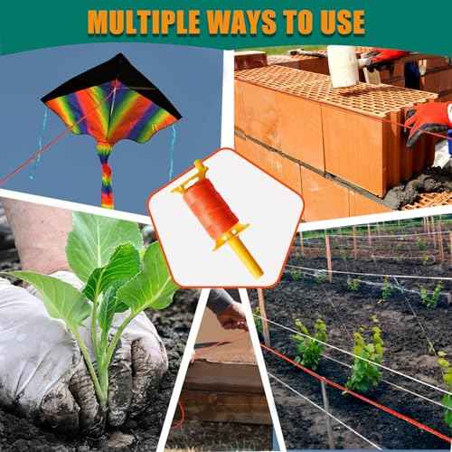 Reloadable Line Reel,Mason Line String line with Handle, 600 Ft Length Nylon Twine,18 Braided Nylon String for Gardening Or Masonry Tools,Outdoor Kite£¬Twine String for Gardening Fluorescent Orange