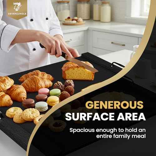 Noodle Board Stove Cover, 29.5" x 22" Wood Stove Top Covers with Handles for Electric & Gas Stoves, Easy to Clean Dual Purpose Kitchen Organizer. (Black)