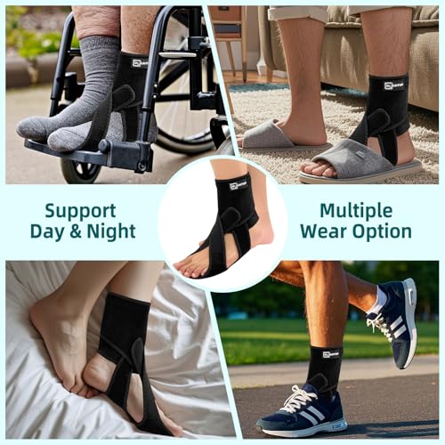 AFO Foot Drop Brace for Walking, Plantar Fasciitis Night Splint, Ankle Foot Orthosis, Drop Foot Brace w/Arch Support Relief Pain for TBI, ALS, MS, Stroke, Fracture, Spinal Cord Injury Left