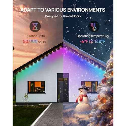 VCOKEN Permanent Outdoor Lights, 63.6ft with 36LED Outdoor Christmas Lights with App Control Remote, DIY Scene Modes Eaves IP65 Waterproof Light for Christmas, Holiday, Decor, Garden Decor