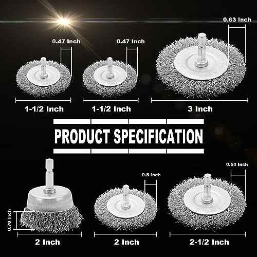 Wire Brush for Drill Set 6 Pcs, Wire Wheel for Drill with 1/4 Inch Hex Shank, Drill Wire Brush Set with 0.012 Inch Coarse Crimped Carbon Steel Wires for Removing Rust, Paint and Corrosion