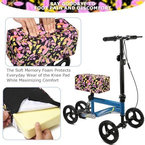 Knee Scooter Cushion 2" thick Memory Foam Knee Scooter Pad for Comfort w/Removable Cover Walker/Roller Accessories fits Most Models