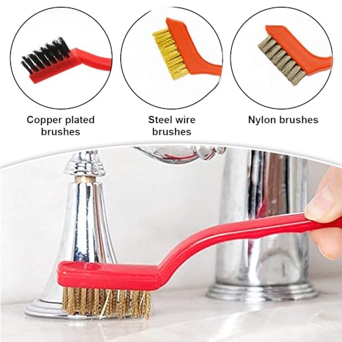 Wire Brush, Copper Wire Knife Brush, Stainless Steel Wire Brush, Cleaning and Rust Removal Brush, Nylon Wire Brush, Mini Iron Brush, 3Pcs