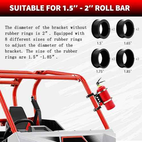 CNC Aluminum UTV Fire Extinguisher Mount Kit, Adjustable Roll Bar Fire Extinguisher Bracket Quick Release Compatible with UTV Polaris RZR SXS Ranger ATV Fit on 1.5"/1.65"/1.75"/1.85"/2"