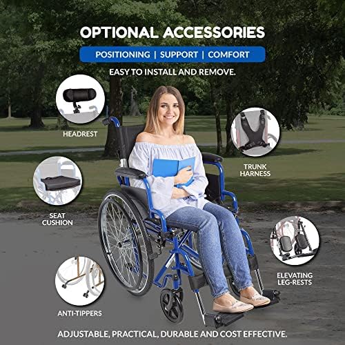 Ziggo 16” Seat Width Pediatric Wheelchair for Kids & Children, Lightweight, Manual Folding Wheelchair w/Safety Belt, Swing-Away Foot Support w/Straps, Desk Length Arm Rests