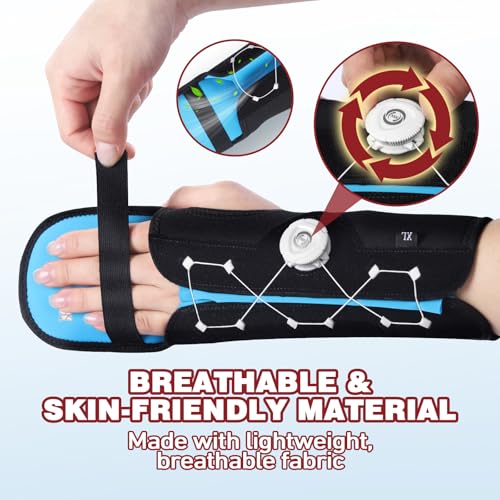 Resting Hand Splint with Adjustable Knob, Night Immobilizer with Removable Splints for Pain Relief, KTQUICK Hand&Wrist Brace for Carpal Tunnel, Stroke Recovery, Arthritis, Tendinitis-Left Hand X-Large
