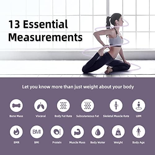 RunSTAR Smart Scale for Body Weight, Digital Bathroom Scale BMI Weighing Body Fat Scale, Body Composition Monitor Health Analyzer with Smartphone App, 400 lbs - Black