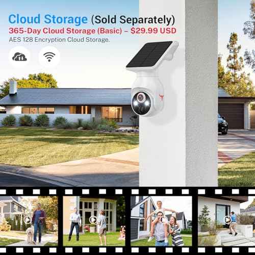 1080p Security Camera Wireless with Solar Panel, AI Human Detection, 2-Way Audio, Color Night Vision, 2.4G WiFi Only, Cloud Storage (Sold Separately), Indoor/Outdoor Surveillance Bullet Cam (WiFi)