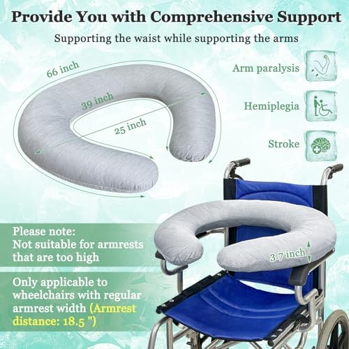 Wheelchair Armrest Pads Wheelchair Cushions for Seniors Arm Rest Cover Elbow Elevation Pillow Wheelchair Lateral Support Transport Chair Accessories Office Gaming Chair Universal(Cooling)