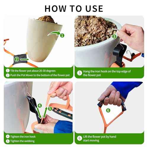 Potted Plant Mover£¬Plant Lifting Straps for Garden Flower Pots, Planters£¬Rocks, Trees£¬Easily Lift and Move Heavy Items Up to 250 Pounds, Large Size,Orange£¬Patent Pending
