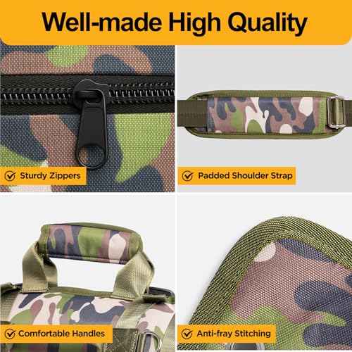Tool Bag, Heavy Duty Tool Organizer, Portable Tool Pouch for Men, 6 Detachable Pouches, Foldable Carrying Tool Storage, Mechanic & Electrician Dad Birthday Gifts, Camo-Green