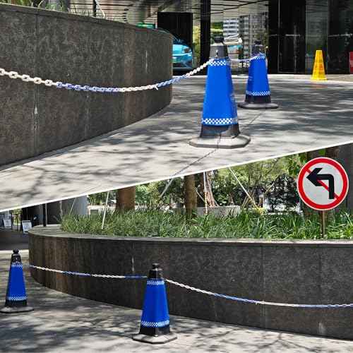 PATIKIL Plastic Chain Links, 100 Foot Safety Barrier Chain White for Crowd Control, Queue Line, Parking, Fence, Gate, Concert, Construction Site and Decoration