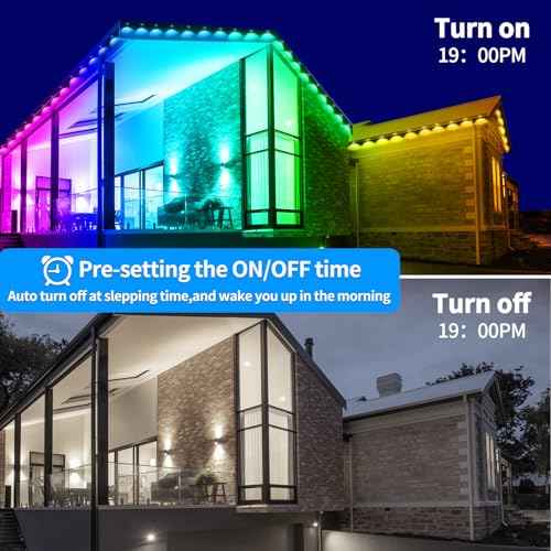 100ft Permanent Outdoor Light,RGB Eaves Lights with App Control Remote,DIY IP67 Waterproof Under Eave Lighting,Outside led Lights for Christmas,Garden,House Decorations