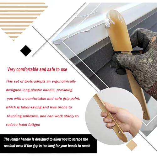 Silicone sealant precision processing tool for caulking, applicator, spatula applicator, rubber tool 4-piece set+1 shovel