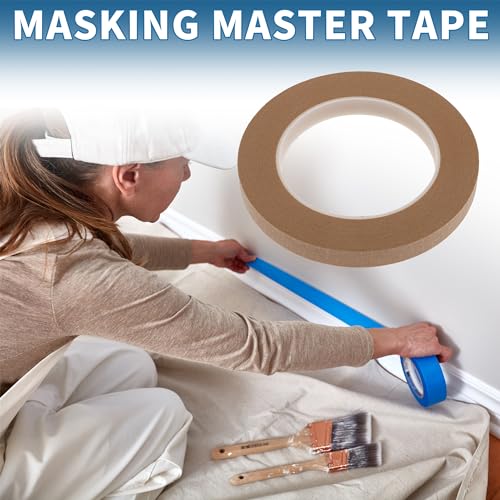 Painters Tape Easy Removal 0.5 Inches x 52.5 Yards Masking Master Tape Brown