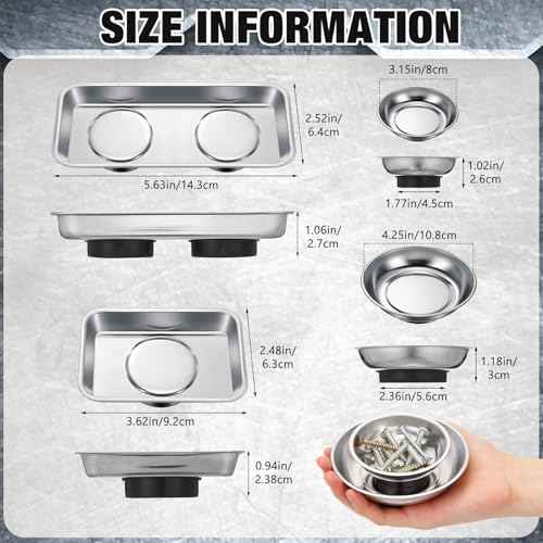 10 Pcs Magnetic Trays Set Includes 8 Round and Rectangular Magnet Tool Tray 1 Pair Black Magnetic Wristband and 1 Magnetic Pickup Tool for Parts Socket Screw Nut Bolt Mechanic and Automotive