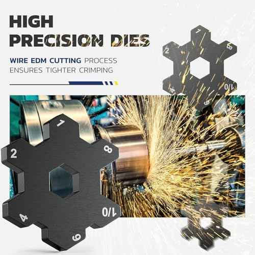 haisstronica Heavy Duty Battery Cable Crimping Tool Kit-Ratchet Hex Extended Handle Crimper for 8,6,4,2,1,1/0 AWG Copper Lugs with Cable Cutter