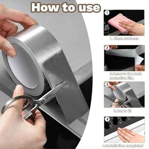 Aluminum Foil Heavy Duty Silver Duct Tape 2 Inch 99Ft 3.9 Mils High Temperature Sealing and Patching for HVAC Air Ducts Metal Repair Foamboard Insulation Dryer Vent and More