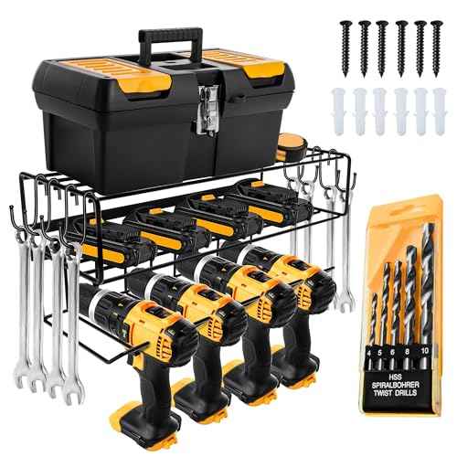 Power Tool Organizer 12" x 6" x 6" - Tool Storage Organizer and Garage Tool Storage - Use as Tool Storage for Garage Organization - Drill and Power Tool Holder - Bits Included
