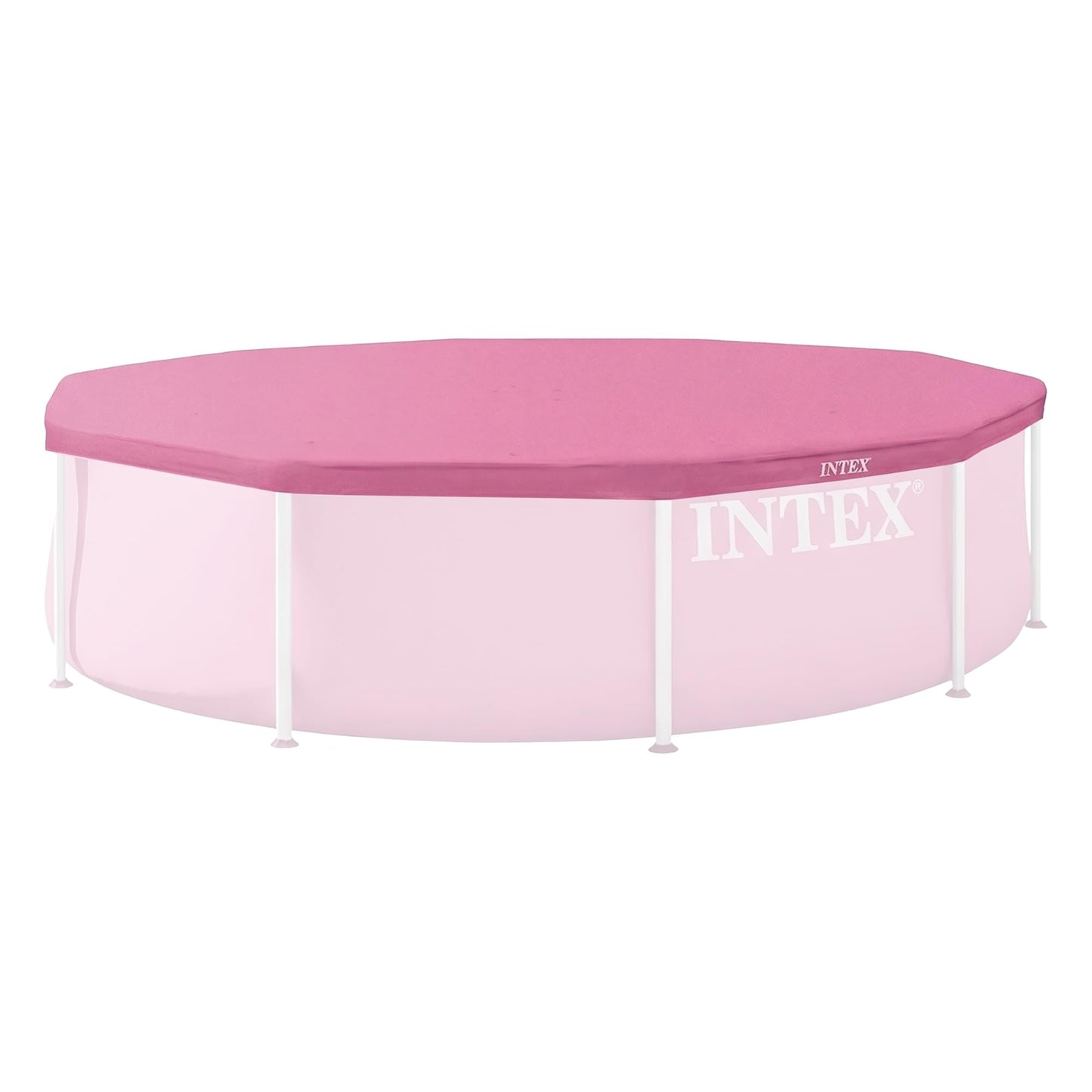 INTEX 28034E Pool Cover: For 10ft Round Metal Frame Pools – Includes Rope Tie – Drain Holes – 10in Overhang – Snug Fit