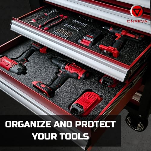 Tool Box Foam 4Pack 2pc 16x12x2in & 2pc 16x12x1in, Foam Inserts for Cases, Polyethylene Storage Sheets for Toolbox Hard Case, Tool Shadow Insert, Kaizen Organizer