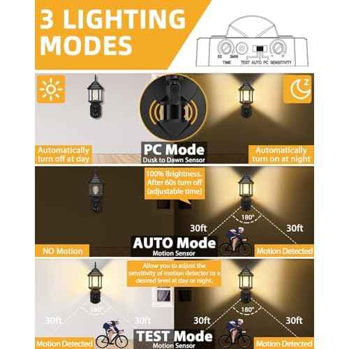 Redluck Motion Sensor Outdoor Lights, 2 Pack 16 inch Dusk to Dawn Outside Porch Lights, Waterproof Anti-Rust Aluminum Outdoor Wall Lights Exterior Lighting Fixtures for House, Garage, Front Door