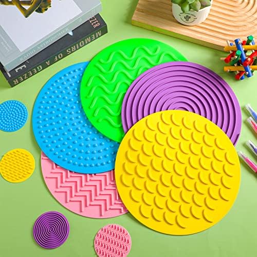Lenwen 10 Pcs Sensory Discs Mat Sensory Stepping Circles Pads Textured Tactile Toys Stimulation for Calming Play and Early Learning Kids Matching Game Disorder Autistic Children ADHD(Candy Color)