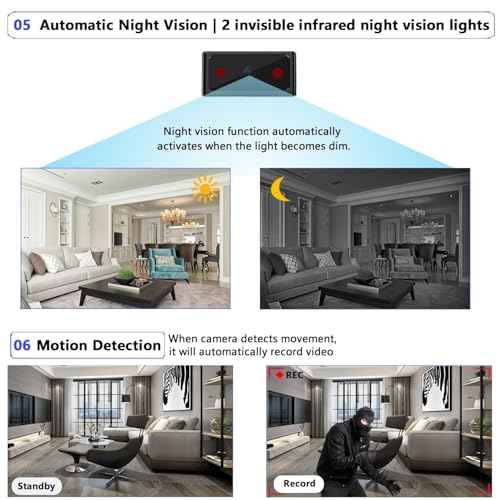 Hidden Camera Mini Spy Camera 1080P Small Security Camera, Tiny Portable Camera, Covert Nanny Cam, Indoor Home Office Security Cameras, Night Vision, Motion Detection, Gravity Sensor, Loop Record