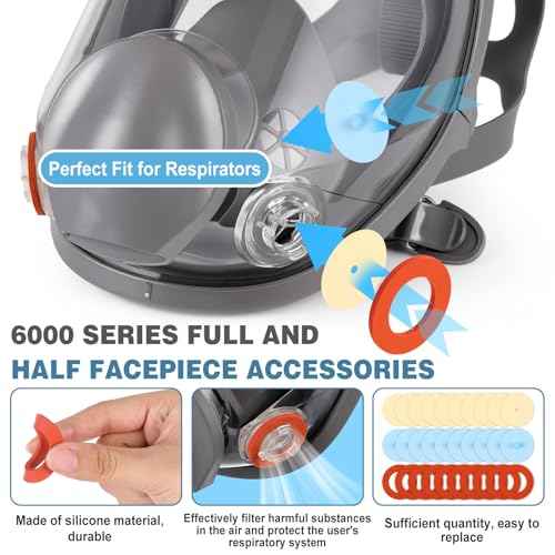Kingdder 30 Pcs Half and Full Face Respirator Mask Replacement Parts Compatible with 6000 Series Inhalation Port Gasket 6895 and Inhalation Valve 6893 and Valve Replacement 6889, Each 10 Pcs