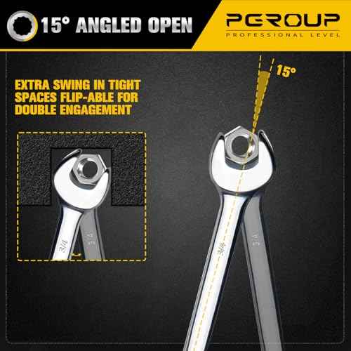 3/4" SAE Combination Wrench, CR-V Steel with Mirror Polish, 12-Point Design, 15-Degree Offset, Perfect for Auto Repair, Household, Car & Truck Emergency