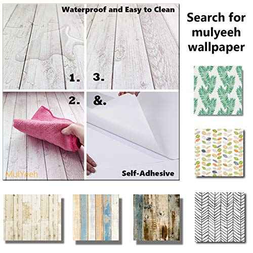 MulYeeh 17.5'' x 118'' Adhesive Peel and Stick Paper Herringbone Black White Wallpaper Removable Wall Covering Prepasted Decorative