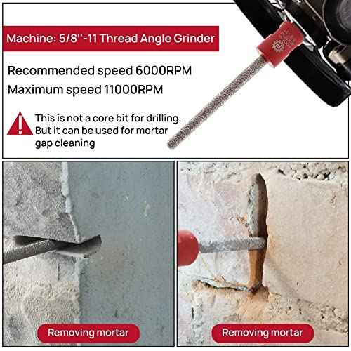 FOCSTOL Diamond Mortar Raking Bit - 5/16'' x 4''(8mm x 100mm) Diamond Mortar Router for Mortar Raking Tuck Pointing Masonry Stone Brick Removal 5/8''-11 Thread