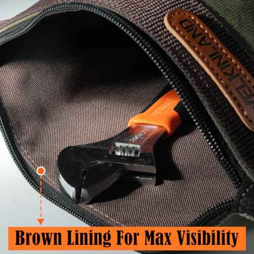 WELKINLAND Waxed Canvas Tool Pouch, 4PCS-Set Tool Pouches, 10Inch Tool Pouches with Zipper, Heavy-Duty Electrician Bags, Canvas Tool Bags, Canvas Zipper Tool Pouch,Electricians Tool Bags and Pouches