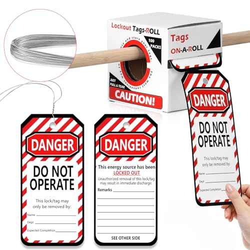 100 PCS Lockout Tags Roll Do Not Operate Tags Lockout Tagout Labels 6.25"x 3" with 100 Wires Loto Tag for Equipment Repair Lock Out Tag Out Heavy Duty Tear Resistant Waterproof