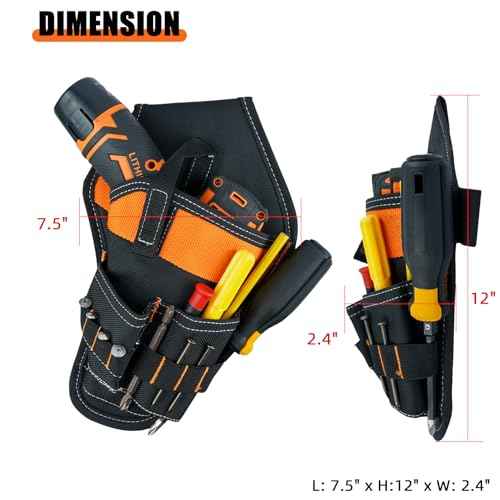 KUNN Right Handed Drill Holster, Heavy Duty 3-in-1 Impact Driver Holder with Magnetic Wristband for Tool Belt