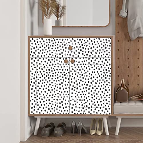 GaliGali Peel and Stick Wallpaper, Contact Paper for Home Decorate, Black and White Polka-Dot Wallpaper, Self-Adhesive Wall Paper Peel and Stick Vinyl Waterproof, 17.3"x118", No.5195-3