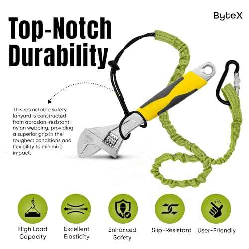 ByteX 15 Pack Tool Lanyard with Single Metal Buckle and Adjustable Loop End, Standard Length, Maximum Weight Limit 8KG 17.6lb