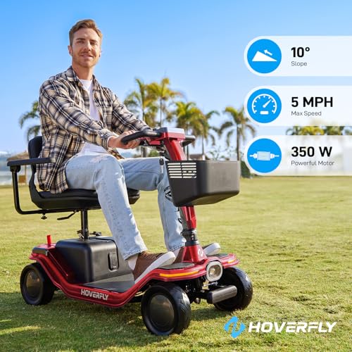 T5 Mobility Scooter, 4-Wheel Mobility Scooter for Adults - 16.8 Miles Range, 5 Mph, Smart Safety Features, Removed Battery, Rotating Swivel Seat, Headlight