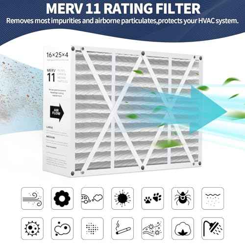 16x25x4 AC Furnace Air Filter Compatible with Honeywell FC100A1029, MERV 11 HAVC Filter Replacement, Actual Size:15.94"x24.86"x4.38", Pack of 2