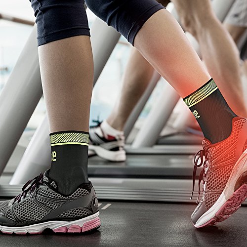 Adjustable Foot Socks, Ankle Brace Compression Support Sleeve with Silicone Gel, Arch Support - Boosts Recovery from Joint Pain, Sprain, Plantar Fasciitis (Black-Large)