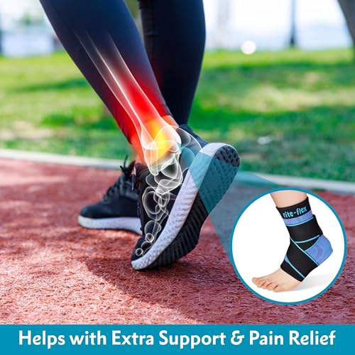 3-in-1 Ankle Compression Sleeve with Silicone Heel Pad - Ankle Brace for Sprains, Foot Fatigue, Post Surgery, Plantar Fasciitis Relief & Support (1, Medium)