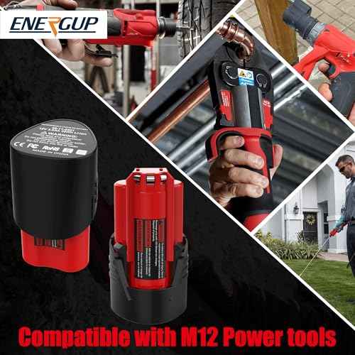 energup 2Pack 12V 3.5Ah Replacement for Milwaukee M 12 Battery and Charger Kit for 48-11-2420 48-11-2401 M 12 12Volt Battery + 2Port Dual Compatible with Milwaukee 12V Charger