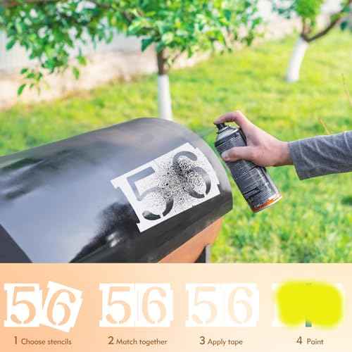 20pcs 4 Inch Plastic Number Stencils (0-9) for House Numbers, Reusable Curb Stencil Kit for Address Painting, Mailbox, DIY Spray Paint Stencil for Wall, Wood, Fabric, Sign